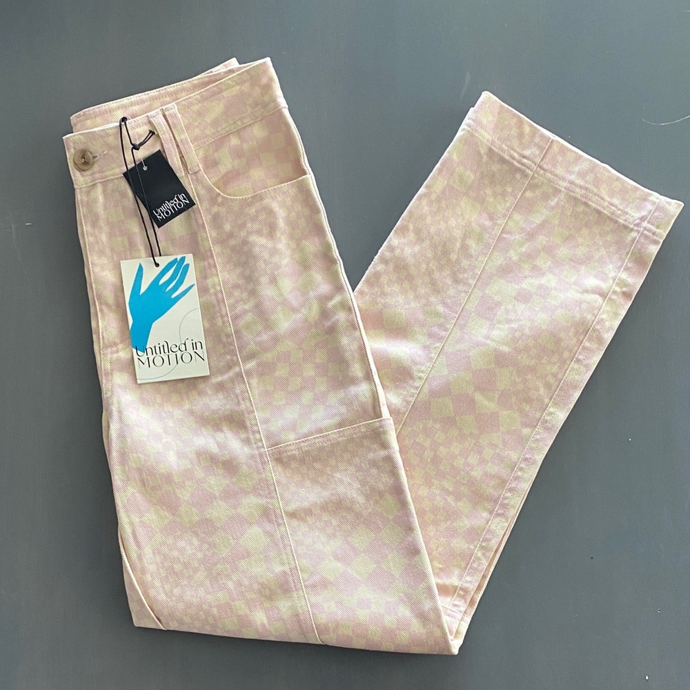 Untitled in Motion Checkered Pink and Cream Pants